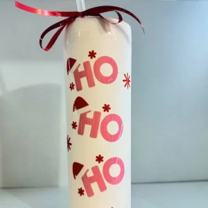 ⭐ Vaso blanco Navideño “Ho Ho Ho” con Popote ⭐